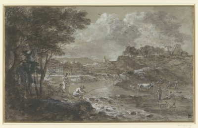 Flodlandskap med fiskare av Francesco Zuccarelli