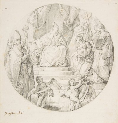 Adel presenterar ett spädbarn till Venedig, 1709-87. av Francesco Zugno