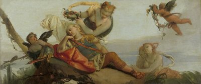 The Sleeping Rinaldo Crowned with Flowers av Armida (tidigare med titeln Sleeping Mars) av Francesco Zugno