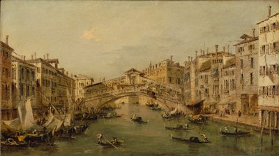 Venedig: Rialto av Francesco circle of Guardi