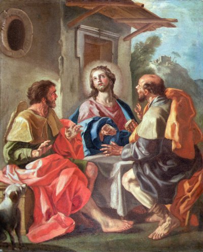 Nattvarden i Emmaus (olja på duk) av Francesco de (attr. to) Mura