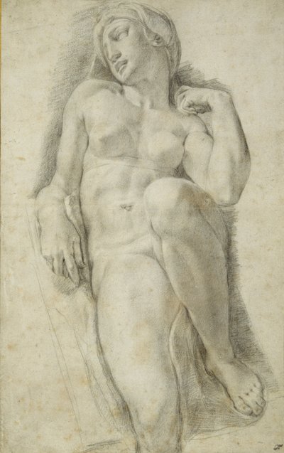 Aurora, efter Michelangelo Buonarroti (svart krita på vitt papper) av Francesco de Rossi Salviati Cecchino