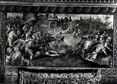 Karl V (1500-58) Mot lutheranerna (fresk) (s/v foto) av Francesco de Rossi Salviati Cecchino