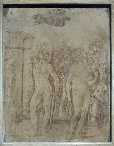 Adam och Eva, ca 1470 (penna och bläck på pergament) av Francesco di Giorgio Martini
