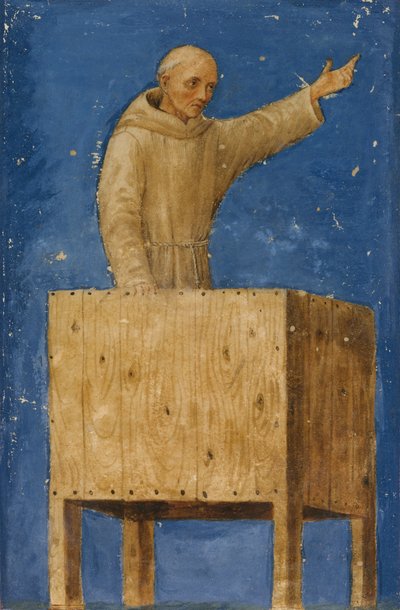 Sankt Bernardino predikar från en predikstol, ca. 1470-75. av Francesco di Giorgio Martini