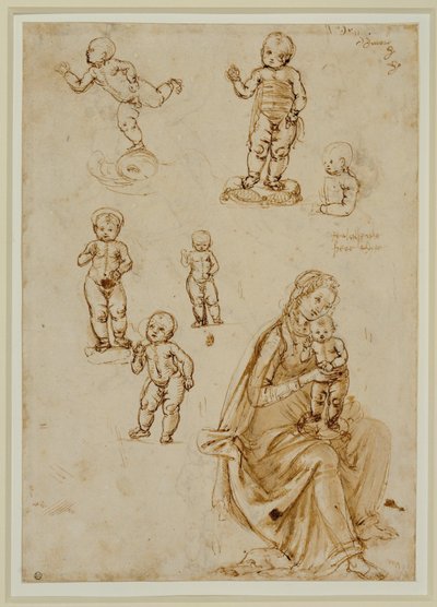 Sex barn; Jungfru Maria och barnet... av Francesco di Simone (attr. to)