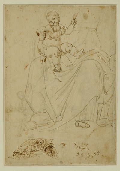 Jesusbarnet på Jungfru Marias knän... av Francesco di Simone (attr. to)