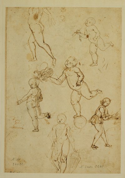 Tre barn; en putto... av Francesco di Simone (attr. to)