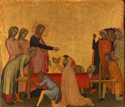 Evangelisten Johannes väcker Satheus till liv, ca. 1370. av Francescuccio Ghissi