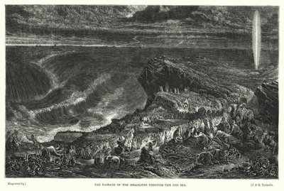 Israeliternas passage genom Röda havet (gravyr) av Francis (after) Danby