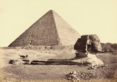 Den stora pyramiden i Giza och sfinxen, Egypten. 1800-talet. av Francis (after) Frith