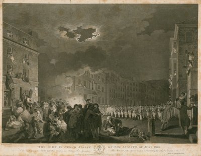 Upploppet på Broad Street i London den 7 juni 1780 (gravyr) av Francis (after) Wheatley