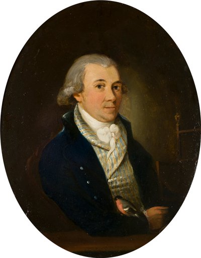 Porträtt av en gentleman med en domherre, ca 1794-1872 (olja och koppar på panel) av Francis (attr. to) Alleyne