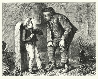 Illustration för stora förväntningar av Charles Dickens (gravyr) av Francis Arthur Fraser