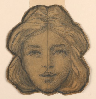 Head of a Woman (projekt för målat glas) av Francis Augustus Lathrop