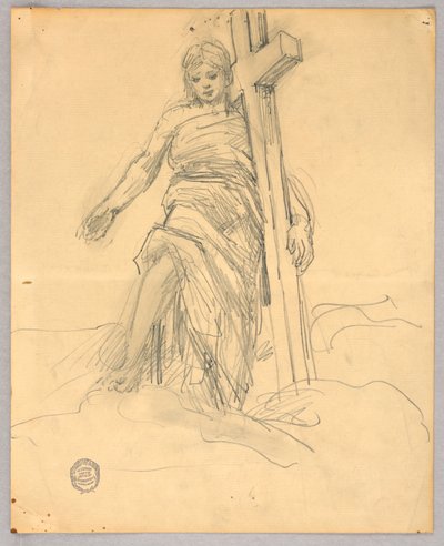 Skiss för centralfigur i himmelsfärden av Francis Augustus Lathrop