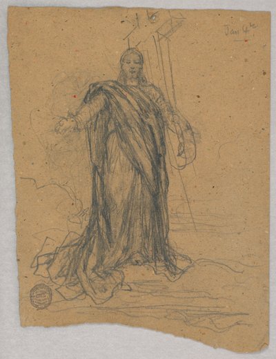 Skiss för centralfigur i himmelsfärden av Francis Augustus Lathrop