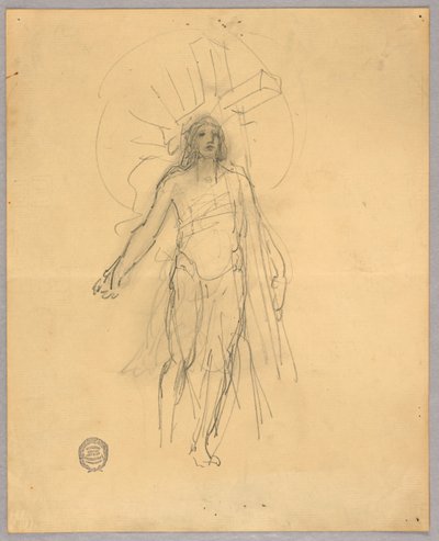 Skiss för centralfigur i himmelsfärden av Francis Augustus Lathrop