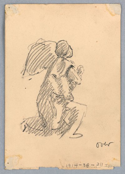 Skiss av knästående ängel av Francis Augustus Lathrop