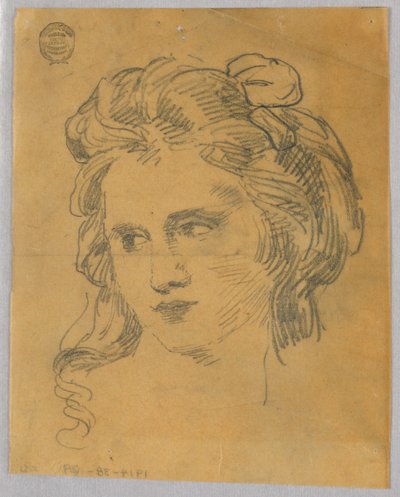 Skiss av kvinnans huvud av Francis Augustus Lathrop