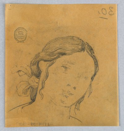 Skiss av kvinnans huvud av Francis Augustus Lathrop
