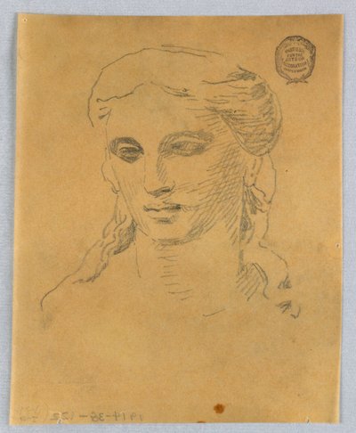 Skiss av kvinnans huvud av Francis Augustus Lathrop