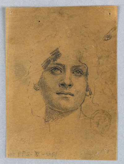 Skiss av en kvinnas ansikte av Francis Augustus Lathrop