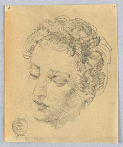 Skiss av en kvinnas huvud av Francis Augustus Lathrop