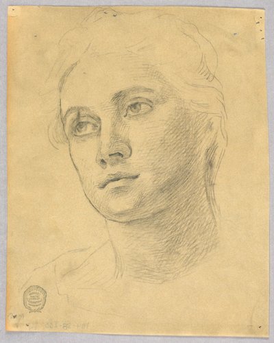 Skiss av en kvinnas huvud av Francis Augustus Lathrop