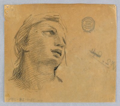 Skiss av en kvinnas huvud av Francis Augustus Lathrop