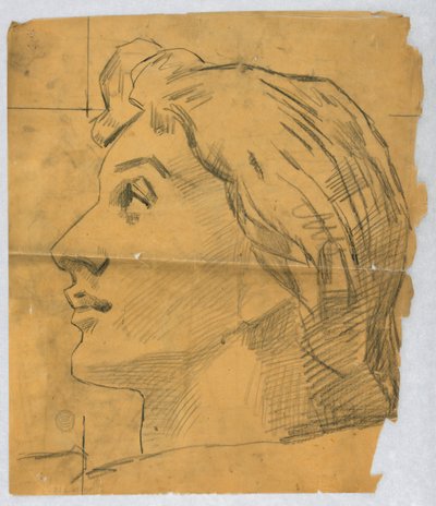 Skiss av en kvinnas huvud av Francis Augustus Lathrop