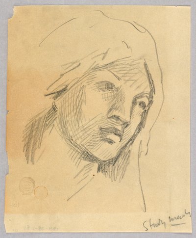 Skiss av en kvinnas huvud av Francis Augustus Lathrop