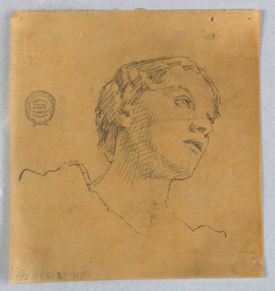 Skiss av en kvinnas huvud av Francis Augustus Lathrop