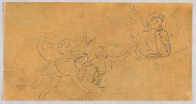 Skiss av en ängel och Putti av Francis Augustus Lathrop