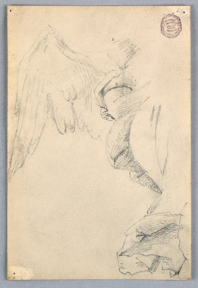 Skiss med vingar och draperi av Francis Augustus Lathrop