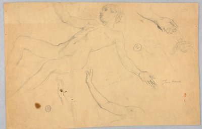 Skisser av kvinnlig naken och händer av Francis Augustus Lathrop