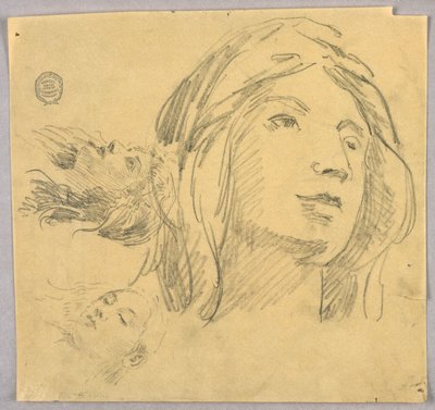 Skisser av tre huvuden av Francis Augustus Lathrop