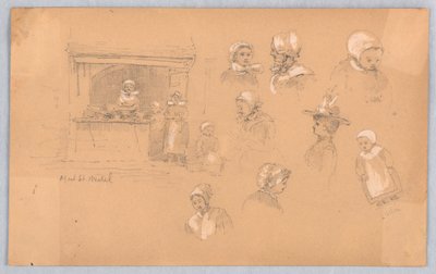 Skisser av stadsbor i Mont St. Michel och Vitré av Francis Augustus Lathrop
