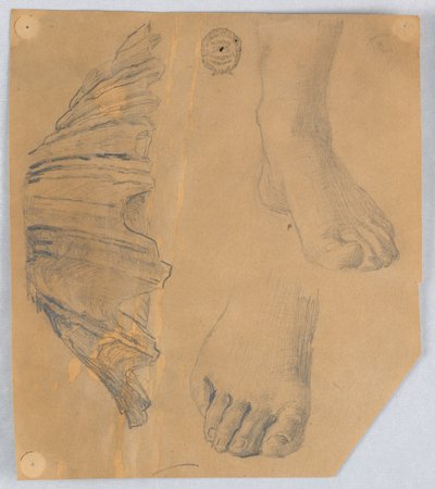 Studier av fötter och ett räfflat skal av Francis Augustus Lathrop