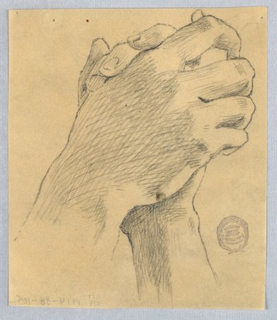 Studie av knäppta händer av Francis Augustus Lathrop