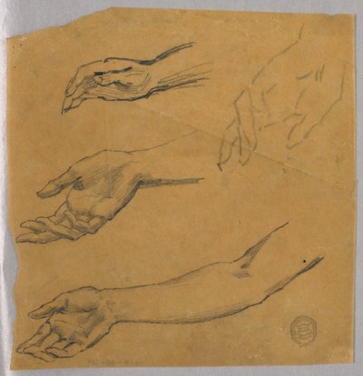 Tre studier av en hand och arm av Francis Augustus Lathrop
