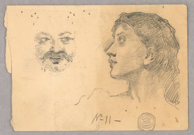 Kvinnans huvud och ett ansikte av Francis Augustus Lathrop