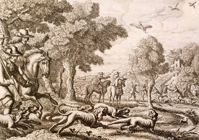 Utterjakt vid en flod, graverad av Wenceslaus Hollar, 1671 av Francis Barlow