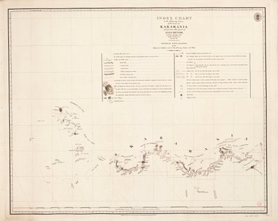 Indexdiagram till följande kartläggning av Karamanias kust av Francis Beaufort
