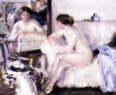 Naken sittande på en soffa (olja på duk) av Francis Campbell Boileau Cadell