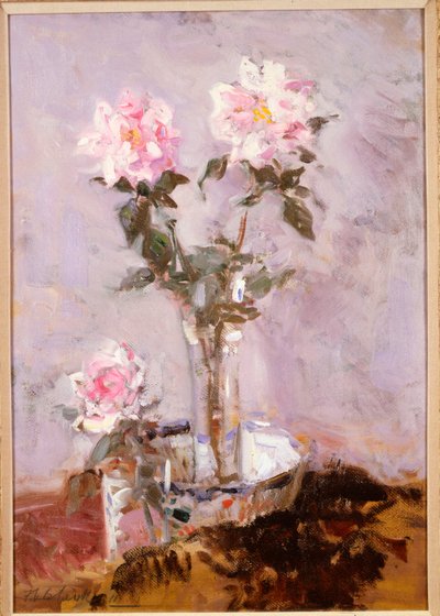 Rosa rosor i en glasvas av Francis Campbell Boileau Cadell