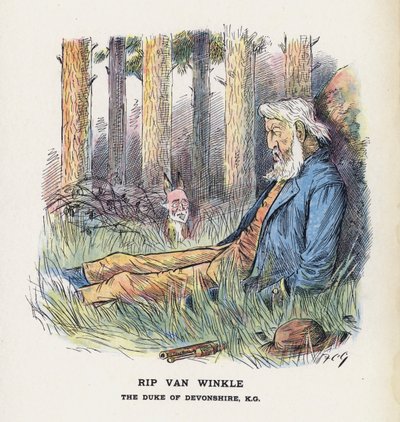 Rip Van Winkle, hertigen av Devonshire (färg litho) av Francis Carruthers Gould