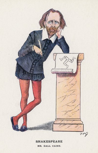 Shakespeare, Mr Hall Caine (färg litho) av Francis Carruthers Gould