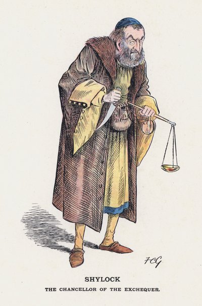 Shylock, finansministern (färg litho) av Francis Carruthers Gould