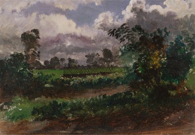 En vy över konstnärens trädgård från hans hus i Exmouth, Devonshire av Francis Danby